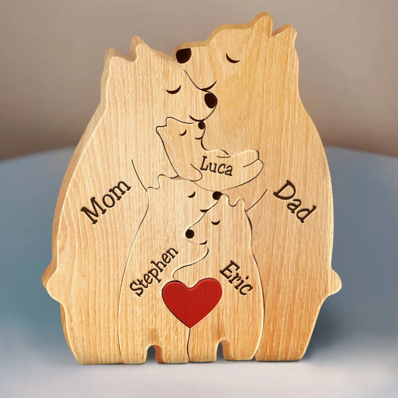 Personalisiertes Holz-Bärenfamilien-Puzzle