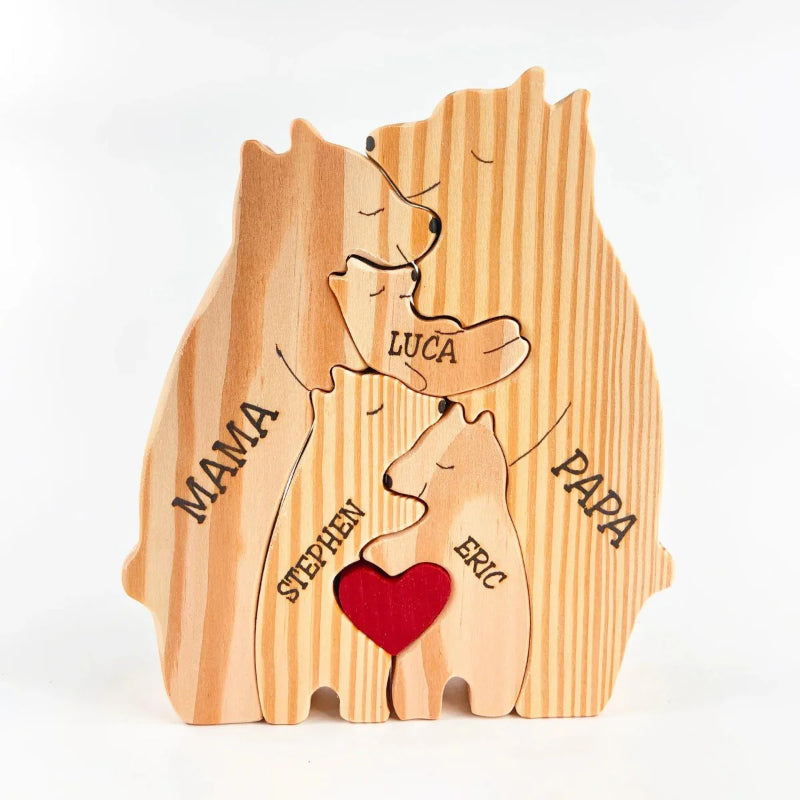 Personalisiertes Holz-Bärenfamilien-Puzzle