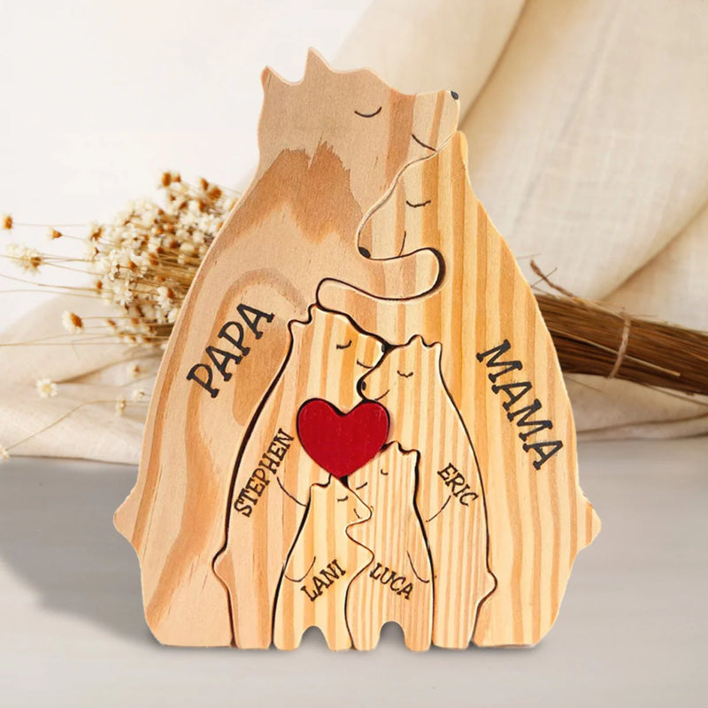 Personalisiertes Holz-Bärenfamilien-Puzzle