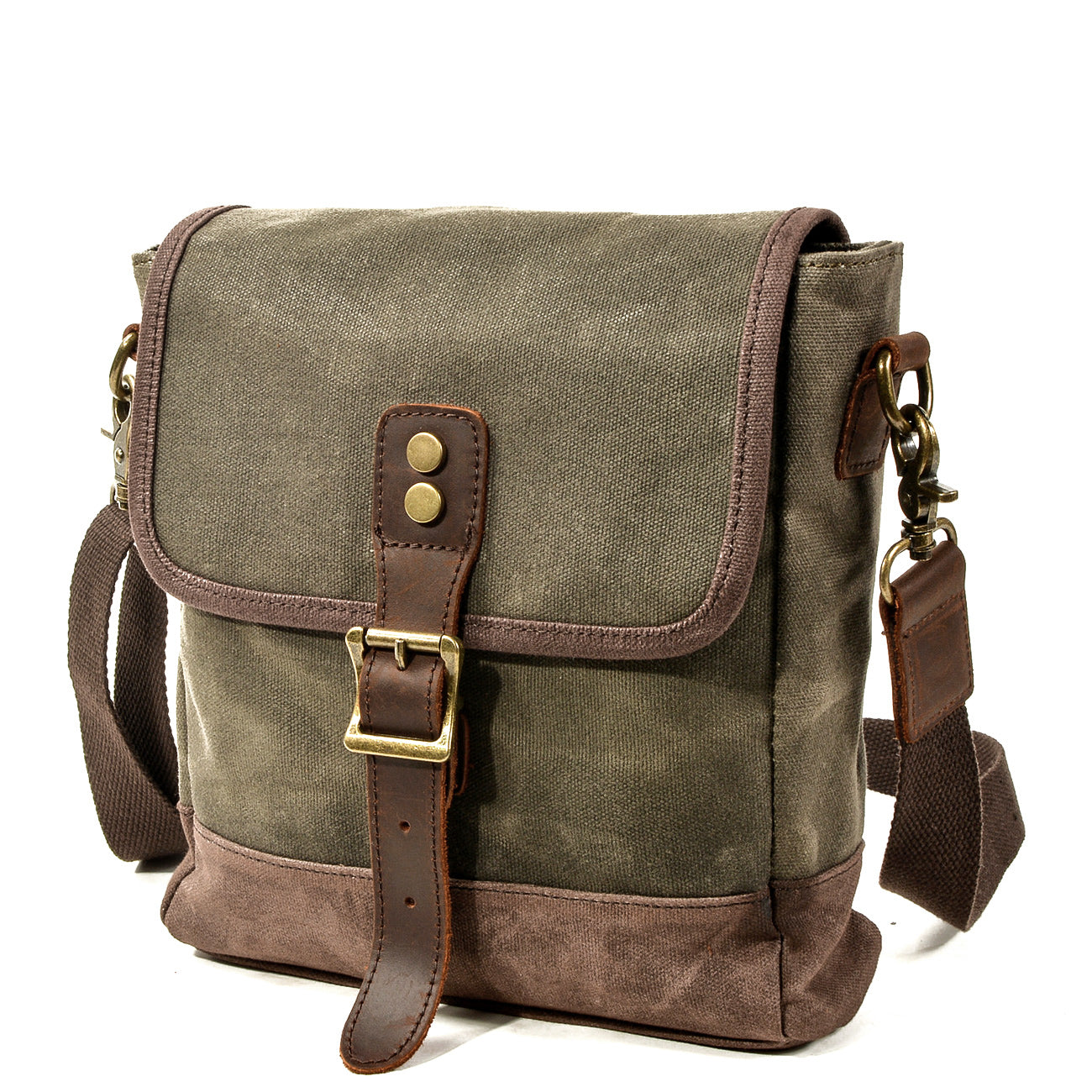 HorizonPath – Kompakte Vintage-Schultertasche – Hochwertige gewachste Baumwolle und Vollnarbenleder