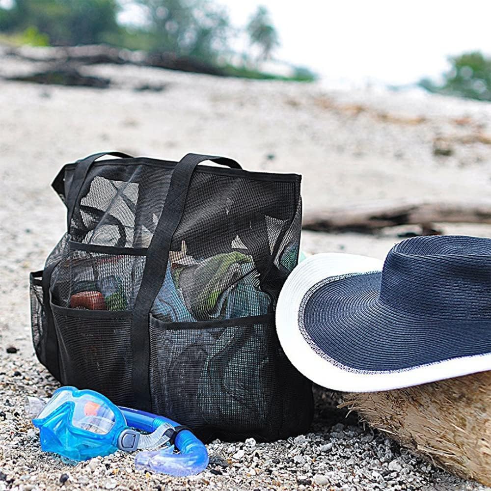 Faltbare Mesh Strandtasche mit 9 Taschen für Familientage | Brehn