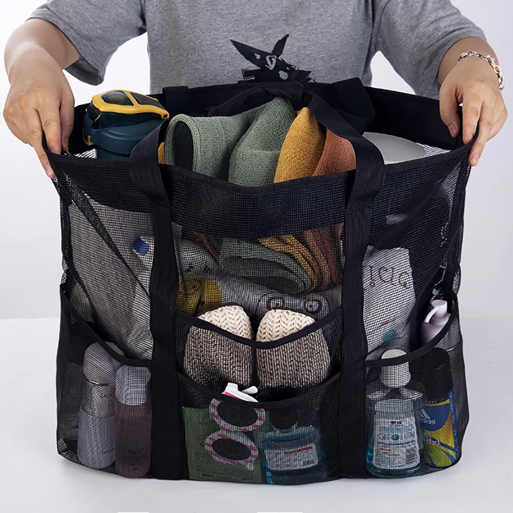 Faltbare Mesh Strandtasche mit 9 Taschen für Familientage | Brehn