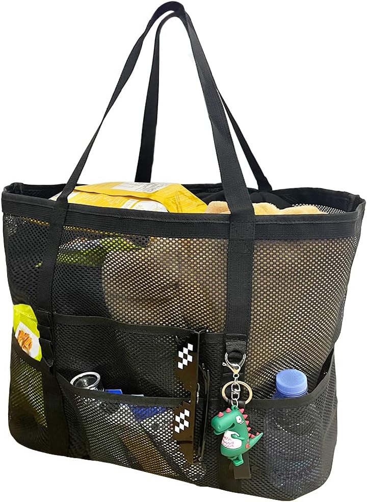 Faltbare Mesh Strandtasche mit 9 Taschen für Familientage | Brehn