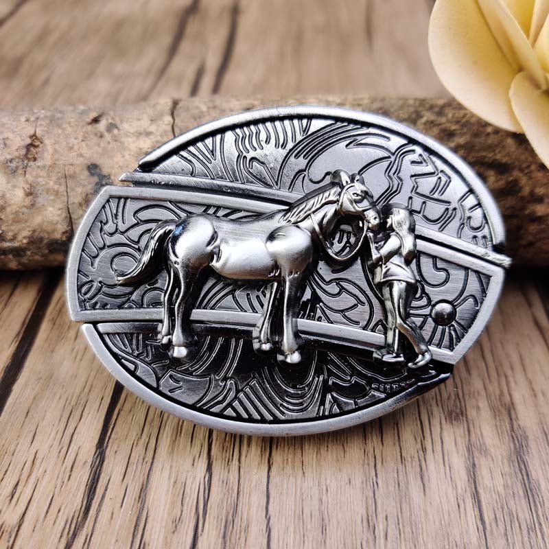Brehn | Metall Oval Cowboys Gürtelschnalle