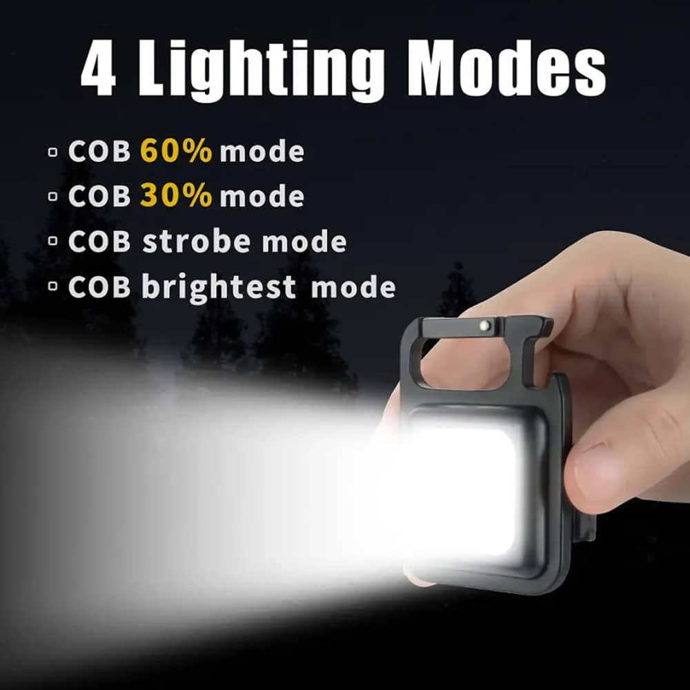 Schlüsselanhänger COB-LED-Taschenlampe - wiederaufladbar - 3 Leuchtmodi | Brehn