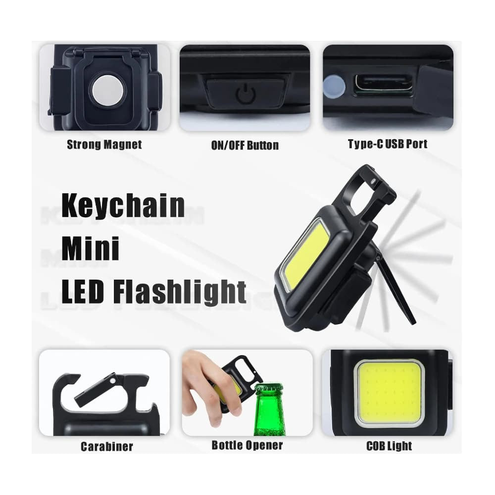 Schlüsselanhänger COB-LED-Taschenlampe - wiederaufladbar - 3 Leuchtmodi | Brehn