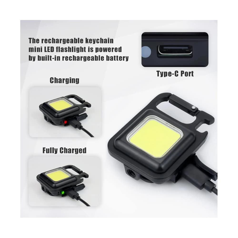 Schlüsselanhänger COB-LED-Taschenlampe - wiederaufladbar - 3 Leuchtmodi | Brehn