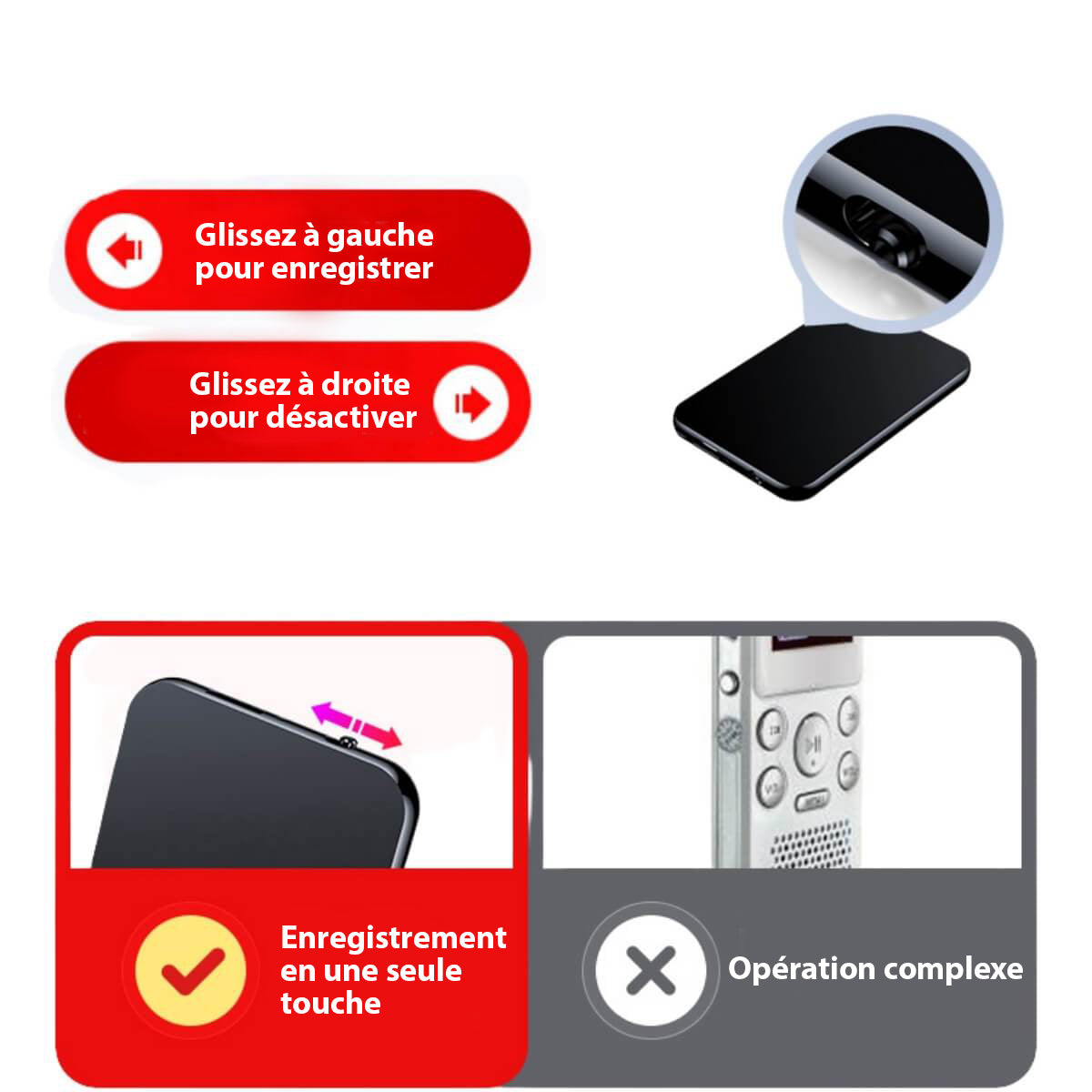 Ultradünner Mini-Audiorecorder – Diskrete, tragbare Aufnahmen mit langer Akkulaufzeit