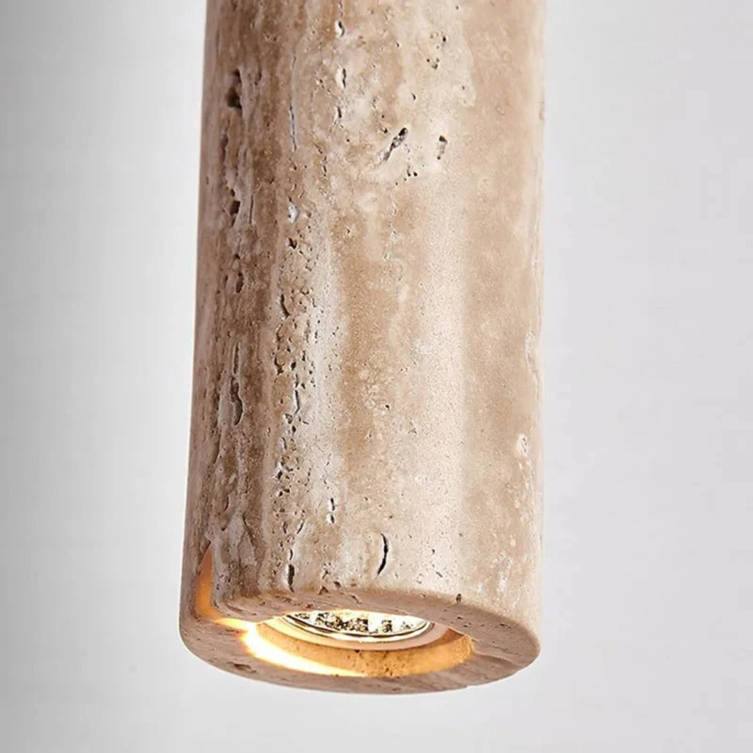 Brehn | Minimalistischer Travertin Wabi-Sabi Stil LED Kronleuchter - LumoLine