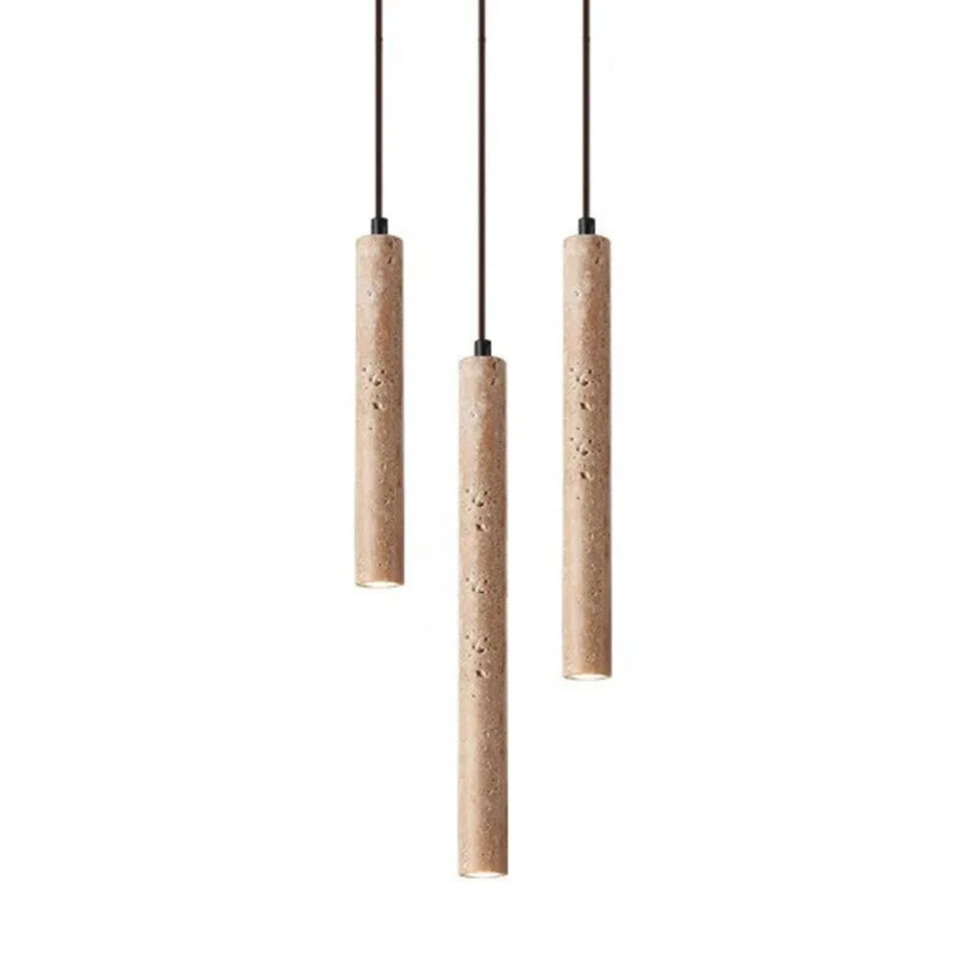 Brehn | Minimalistischer Travertin Wabi-Sabi Stil LED Kronleuchter - LumoLine