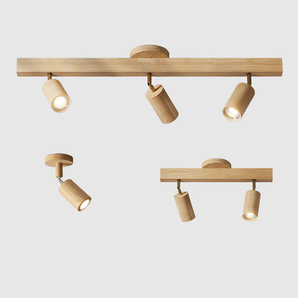 Holz Deckenlampe verstellbar mit warmem Licht und minimalistischem Design | Brehn