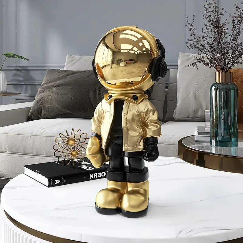 Moderne zeitgenössische Astronautenstatue goldbeschichtete Harzdekoration | Brehn