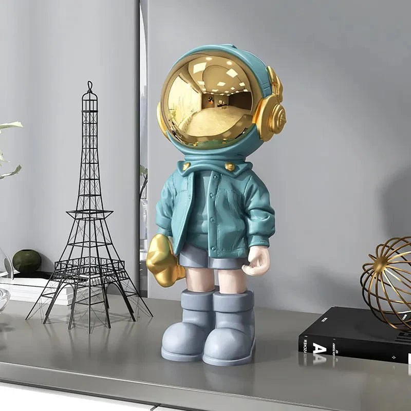 Moderne zeitgenössische Astronautenstatue goldbeschichtete Harzdekoration | Brehn