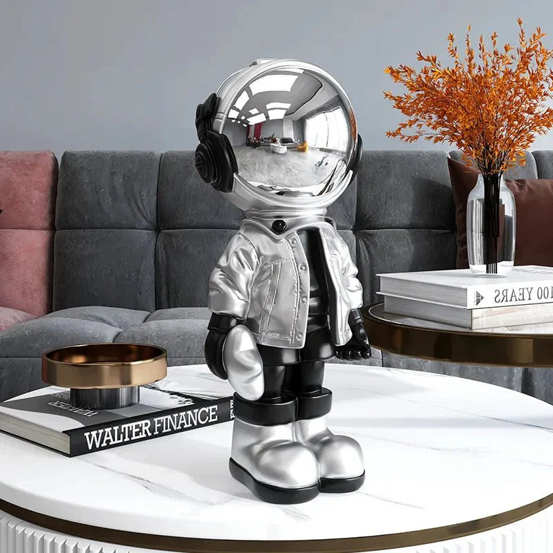 Moderne zeitgenössische Astronautenstatue goldbeschichtete Harzdekoration | Brehn