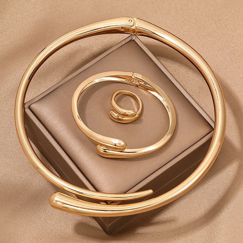 Brehn | Modernes Wickel-Choker-Halsband, Armband, Ring-Set