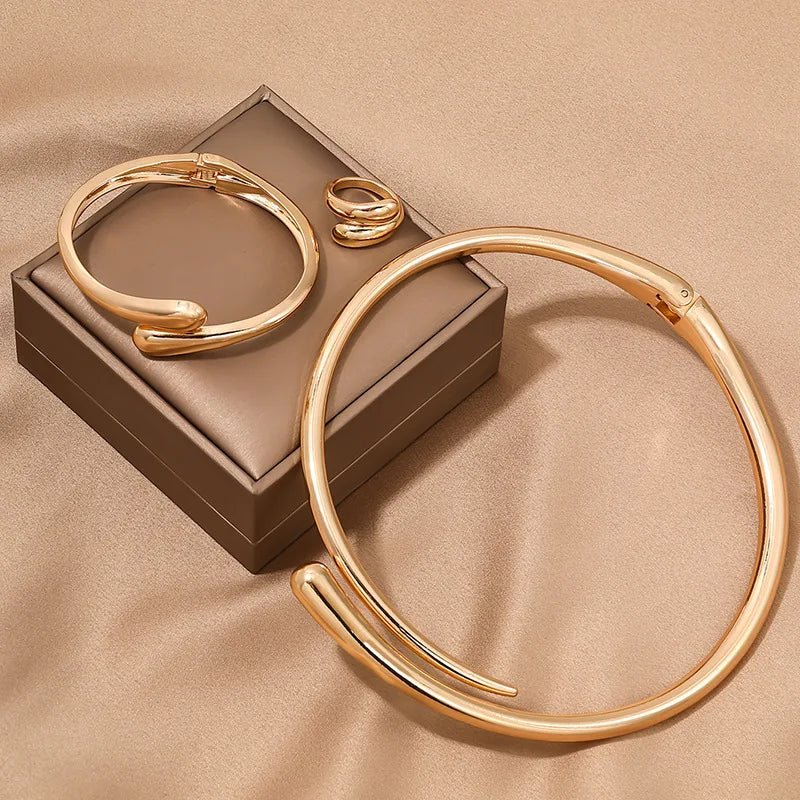 Brehn | Modernes Wickel-Choker-Halsband, Armband, Ring-Set