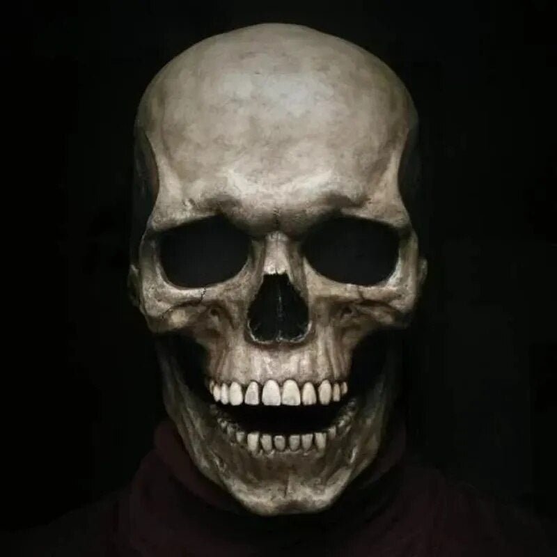 Beweglicher Kiefer, realistische Totenkopfmaske für den ganzen Kopf – menschliche Skelettmaske für Halloween-Partys