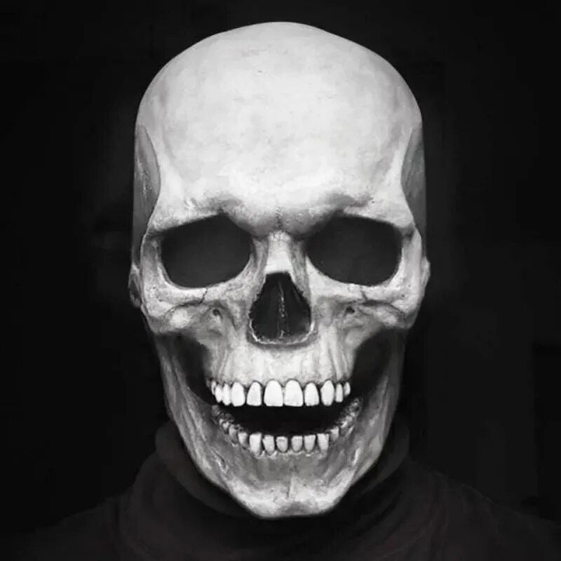Beweglicher Kiefer, realistische Totenkopfmaske für den ganzen Kopf – menschliche Skelettmaske für Halloween-Partys