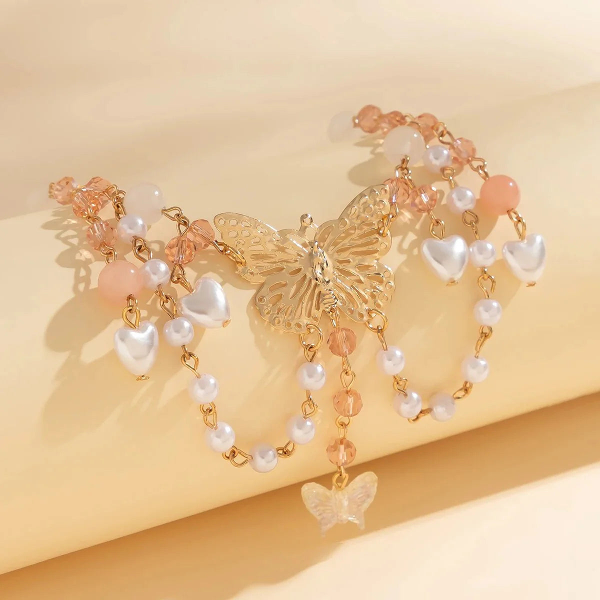 Brehn | Mehrschichtige Schmetterlingsherz Choker Halskette