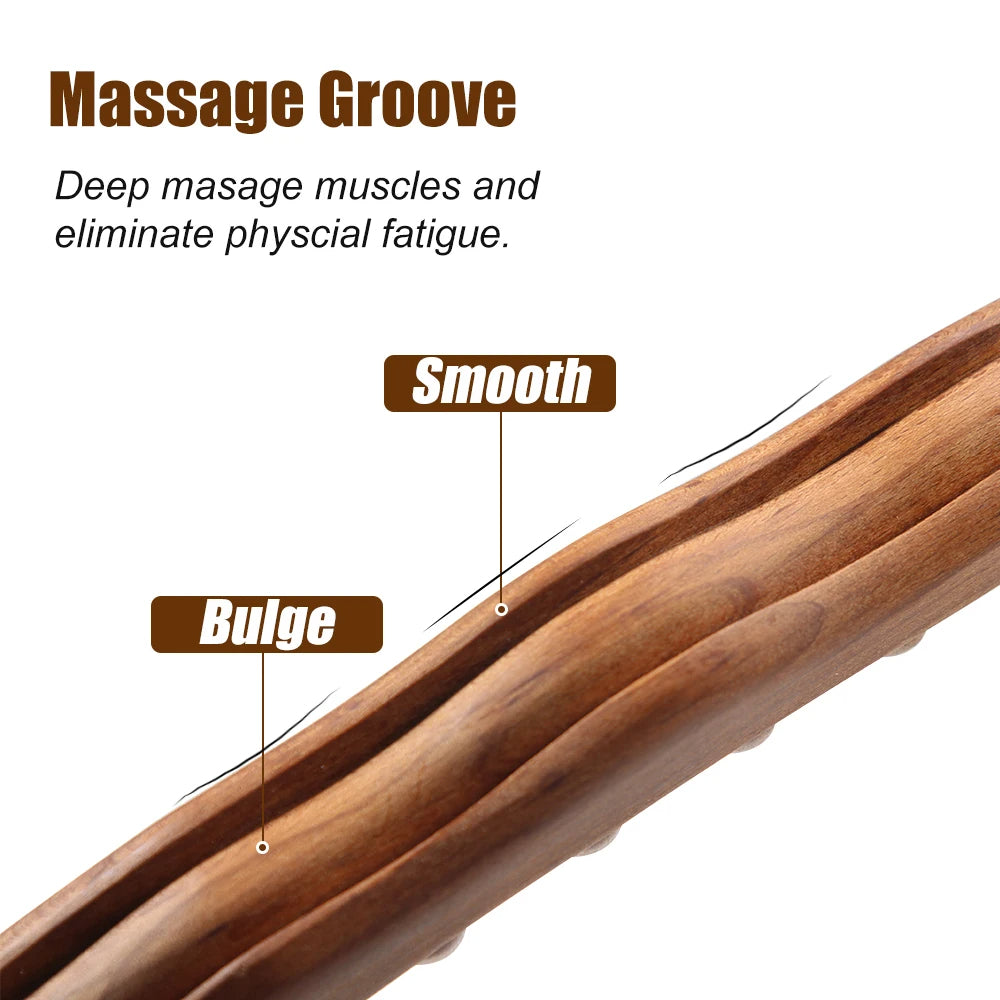 WoodRelax Gua Sha Massage Stick – 60 cm Massagetool aus natürlichem Holz für tiefe Muskelentspannung | Brehn