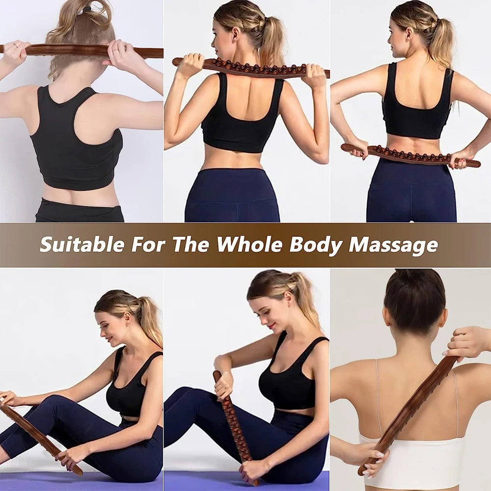 HoutRelax Gua Sha Massage Stick – 60 cm Massagewerkzeug aus natürlichem Holz für tiefe Muskelentspannung | Brehn