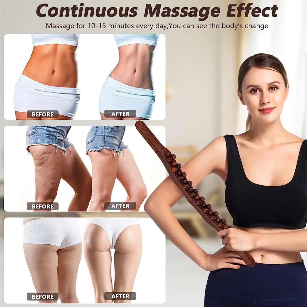 HoutRelax Gua Sha Massage Stick – 60 cm Massagewerkzeug aus natürlichem Holz für tiefe Muskelentspannung | Brehn