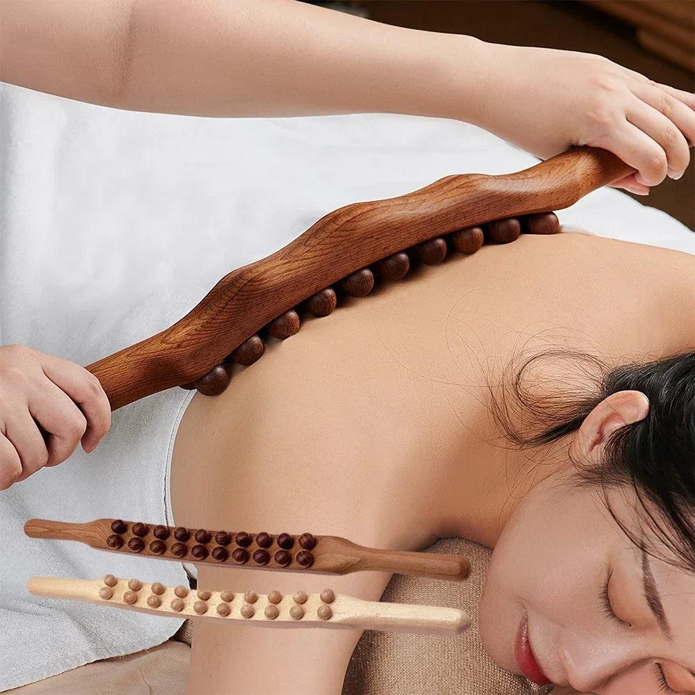 HoutRelax Gua Sha Massage Stick – 60 cm Massagewerkzeug aus natürlichem Holz für tiefe Muskelentspannung | Brehn