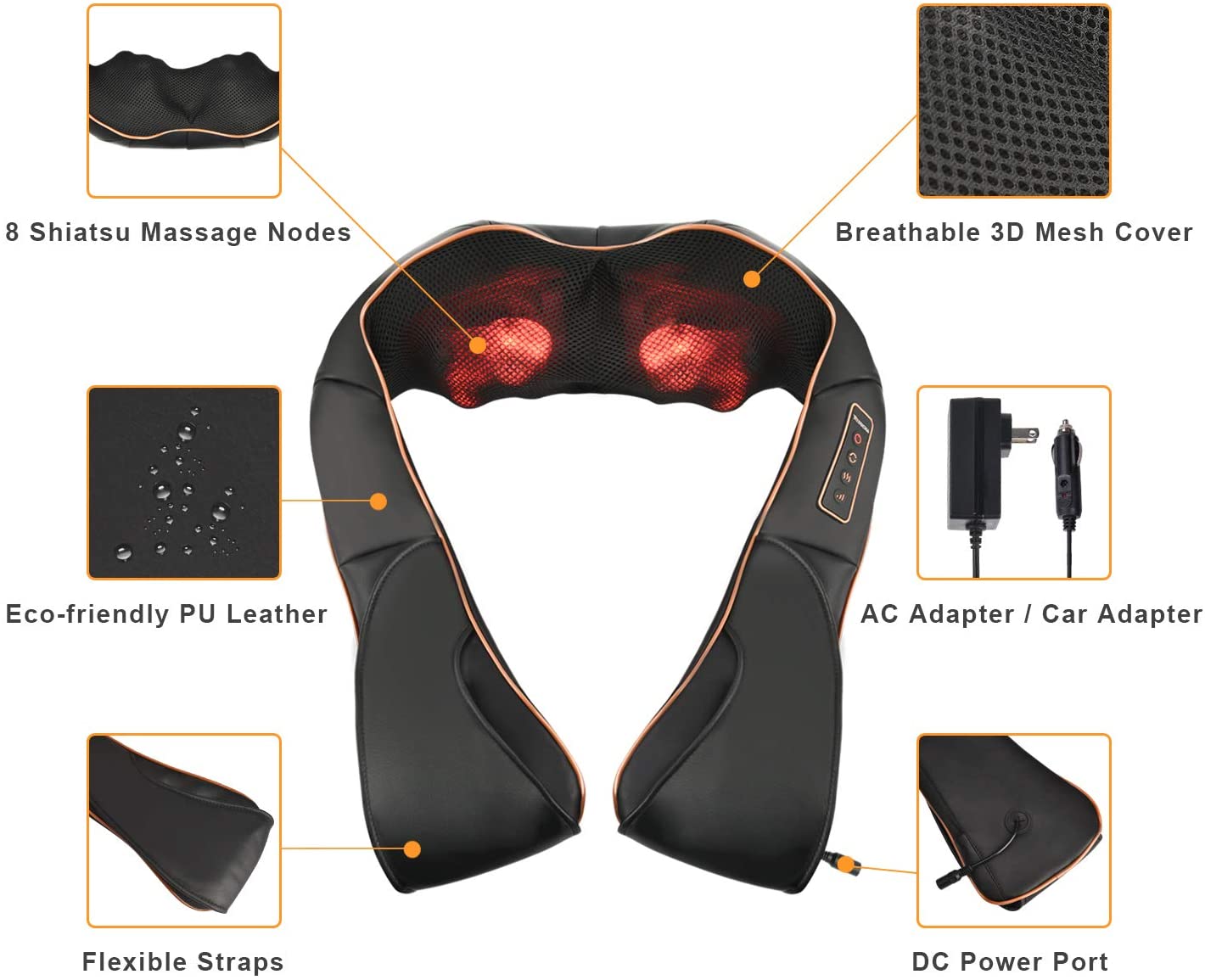 RelaxPro Massagekissen – Shiatsu-Heizkissen für Nacken, Schultern und Rücken | Brehn