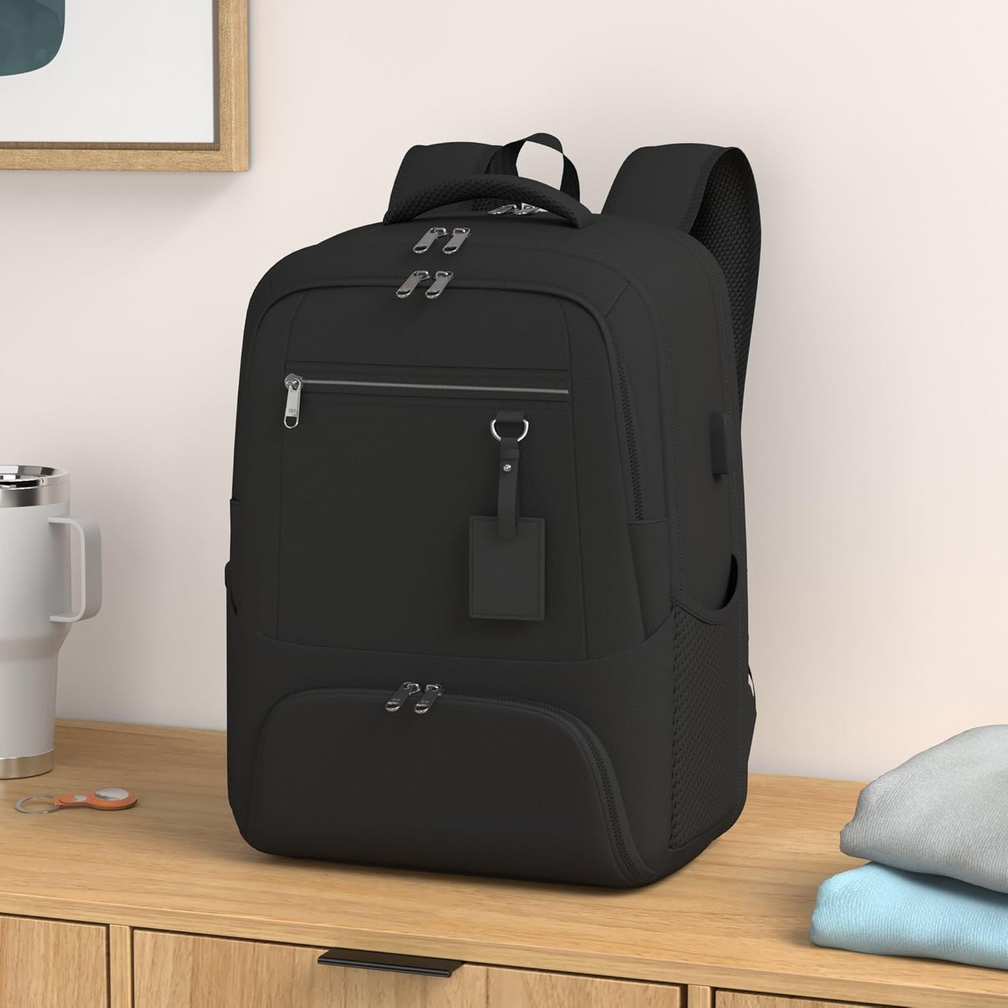 Wasserdichter Laptop- und Lunch-Rucksack mit USB-Anschluss – Reisetasche mit mehreren Fächern | Brehn