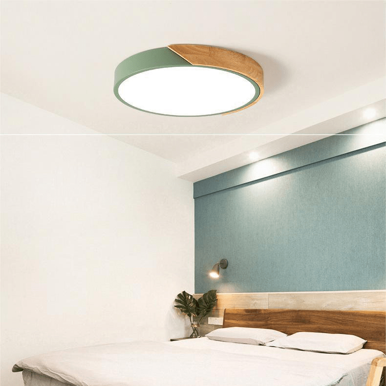 Nordische LED-Deckenleuchte aus Holz – Macaron-Design, 23–30 cm