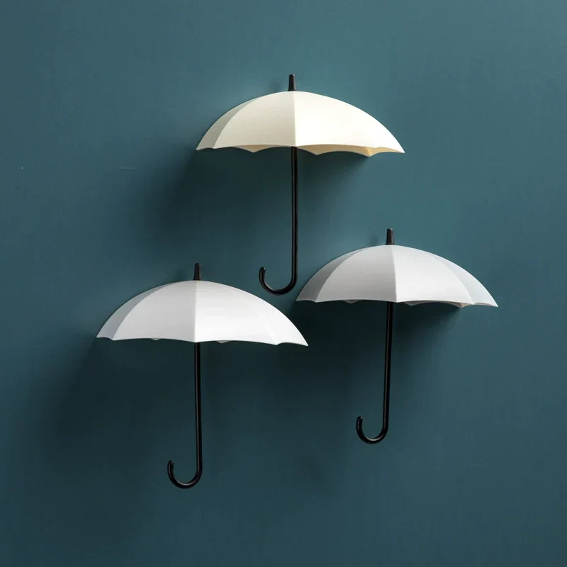 Brehn | Süßer Regenschirm Wandhaken - Bohrfreie Schlüssel- und Mantelaufhängung