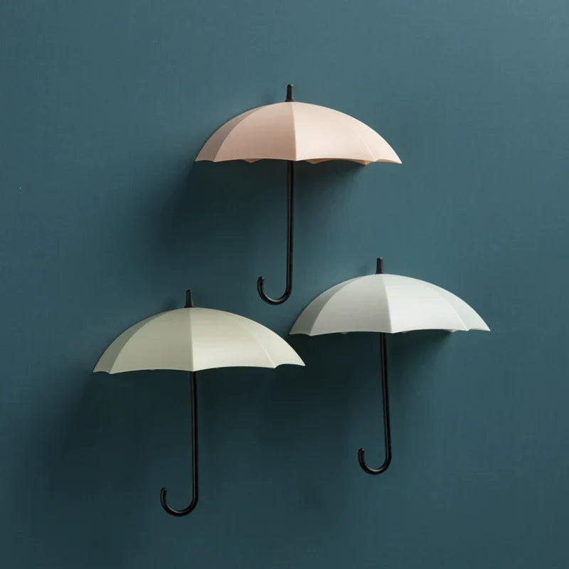 Brehn | Süßer Regenschirm Wandhaken - Bohrfreie Schlüssel- und Mantelaufhängung