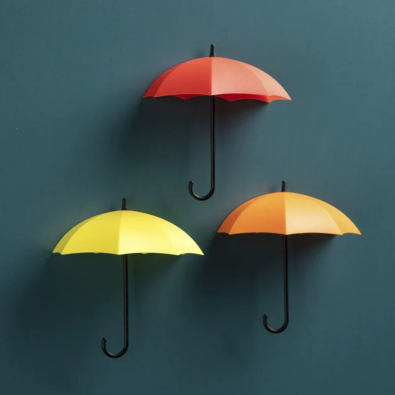 Brehn | Süßer Regenschirm Wandhaken - Bohrfreie Schlüssel- und Mantelaufhängung