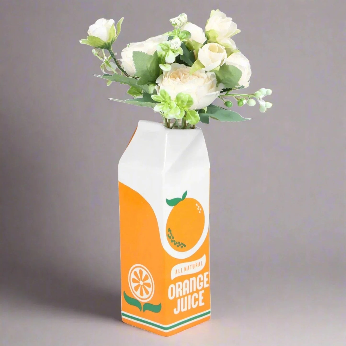 Vintage Orange Juice Keramikvase für Blumen und Dekor | Brehn