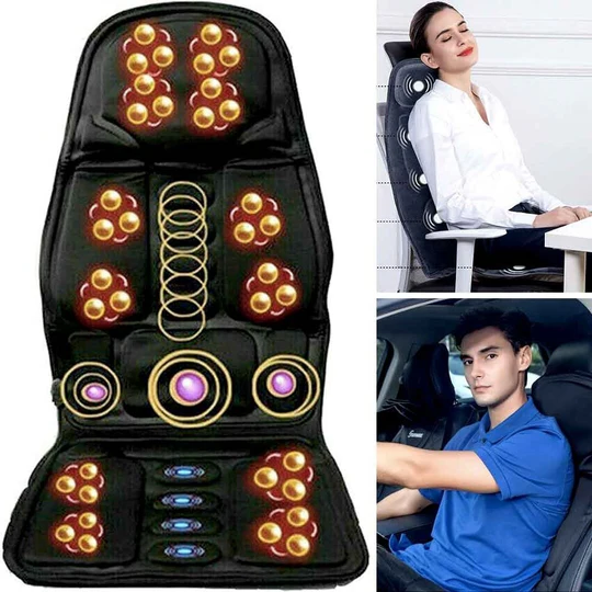 Brehn | 8-Mode Massagesitzauflage mit Thermofunktion | Ganzkörper-Vibrationsmassage für Rücken, Nacken & Beine | 12V Auto- & Heimanwendung | Ergonomische Sitzauflage mit Wärmetherapie