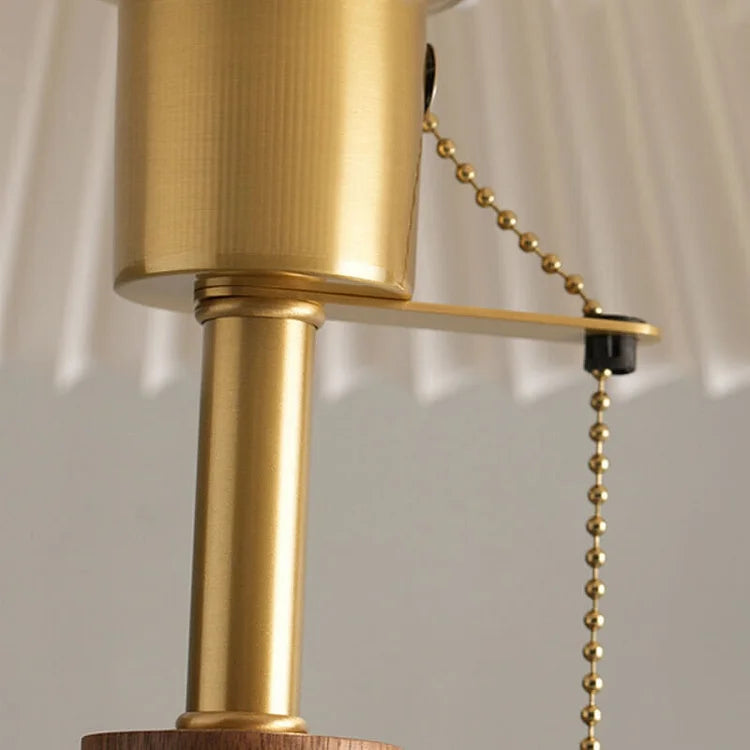 Brehn | Elegante Vintage Holz Woodly Tischlampe - Tischlampe mit plissierten Design