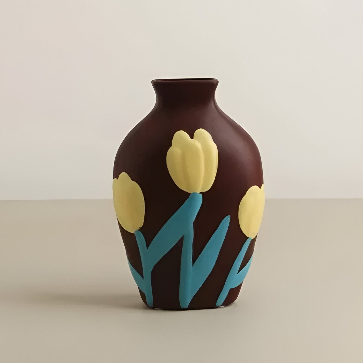 Gemalter floraler Keramikvase für Wohnkultur und Blumen | Brehn