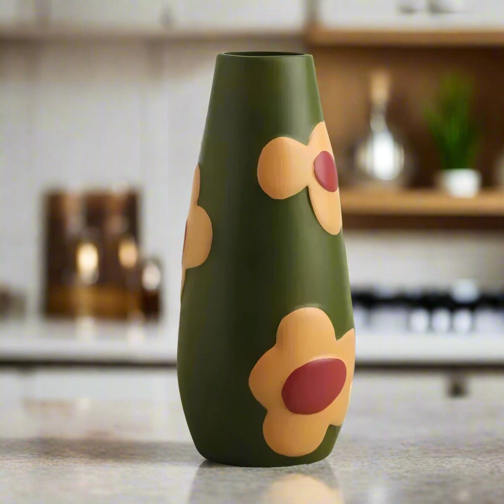Gemalter floraler Keramikvase für Wohnkultur und Blumen | Brehn