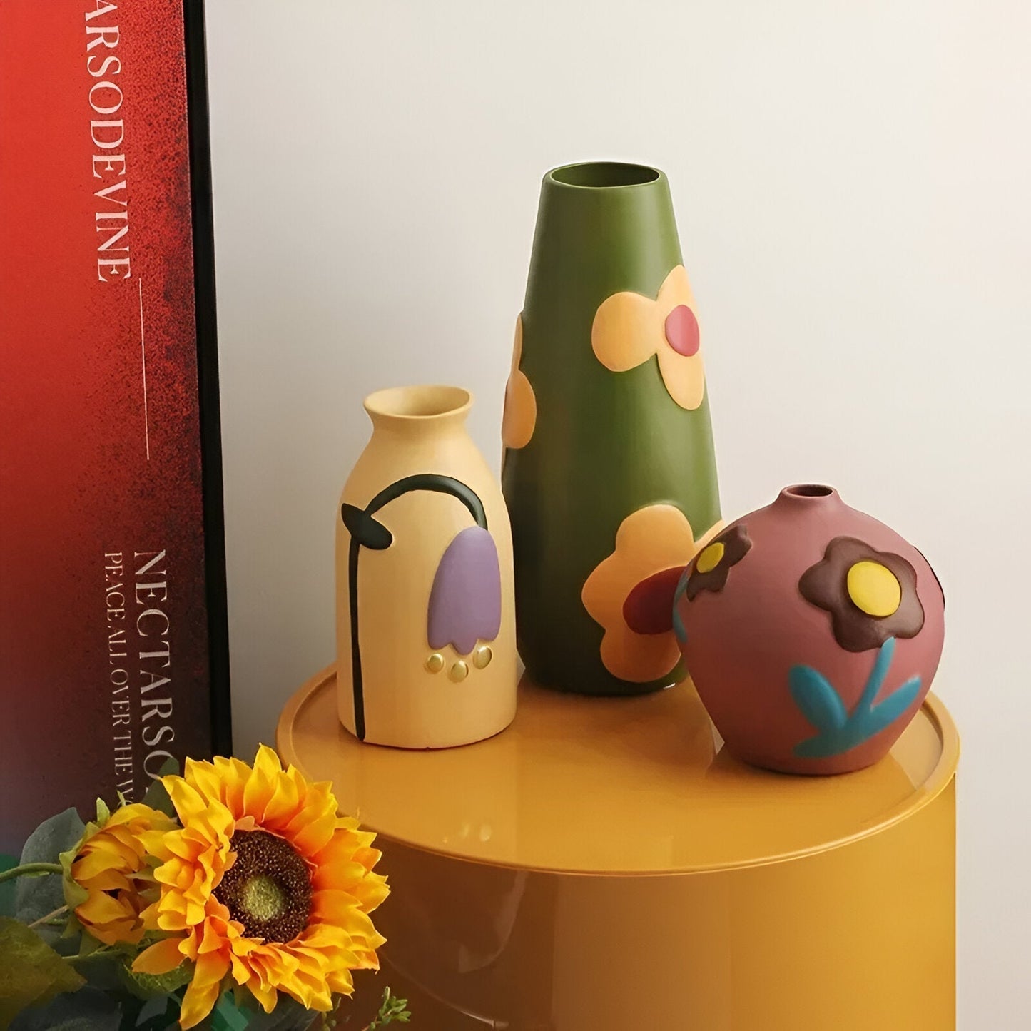 Gemalter floraler Keramikvase für Wohnkultur und Blumen | Brehn