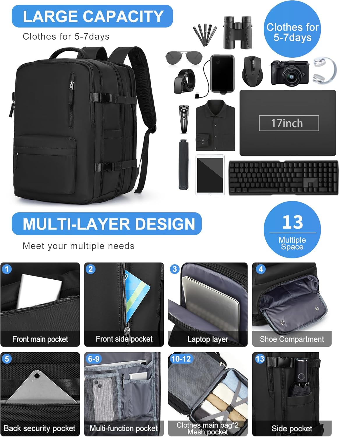 Multi-Compartment Laptop Tragetasche mit verstellbarem Schultergurt | Brehn