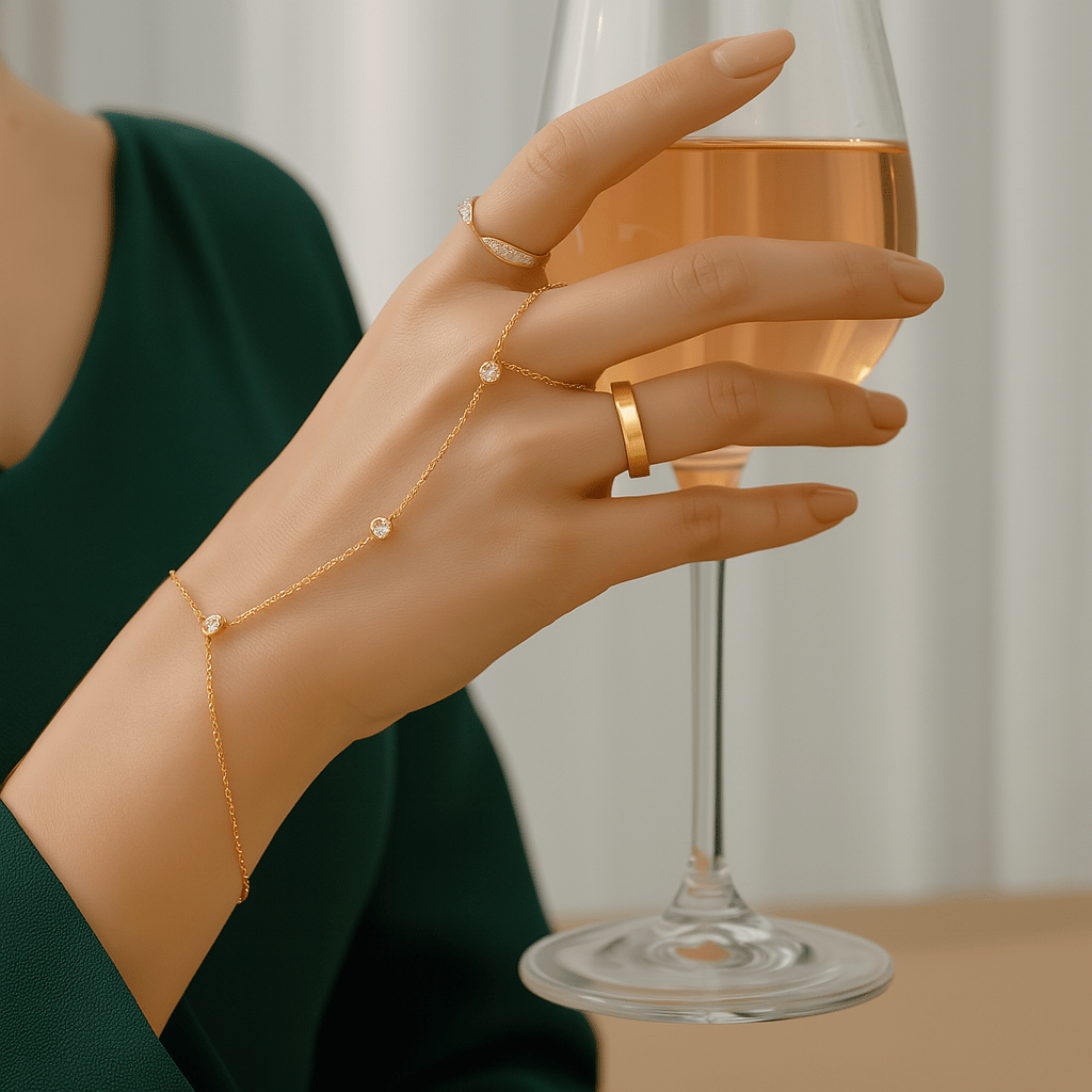 PalmGrace – Verstellbares Fingerring-Armband mit strahlenden Kristallen