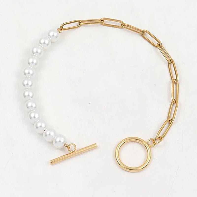 Brehn | Büroklammer Halskette Perle gemischtes Armband und Halskette