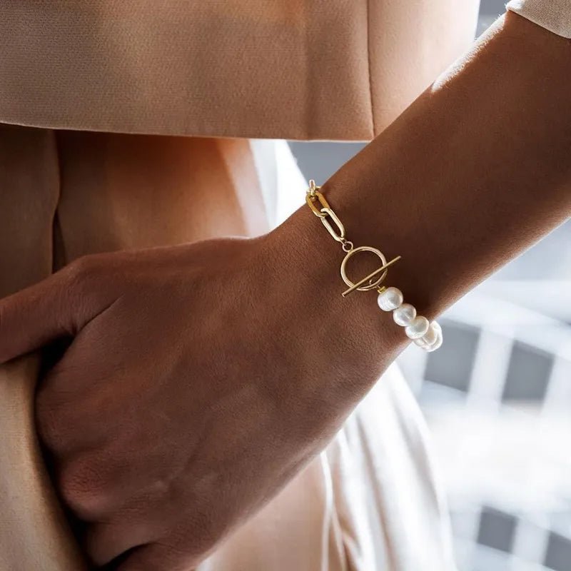 Brehn | Büroklammer Kette Perle Gemischtes Armband und Halskette
