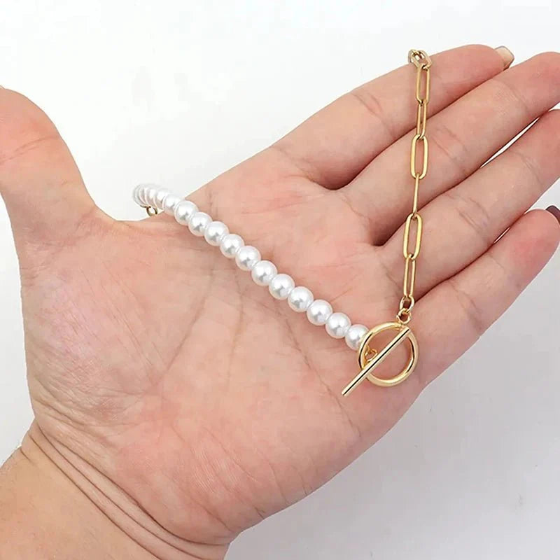Brehn | Büroklammer Kette Perle Gemischtes Armband und Halskette