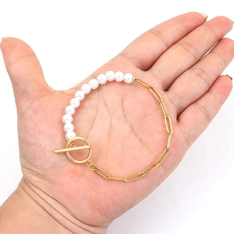 Brehn | Büroklammer Halskette Perle gemischtes Armband und Halskette