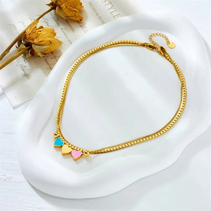 Brehn | Pastell Für Immer Liebe Herz Halskette und Armband