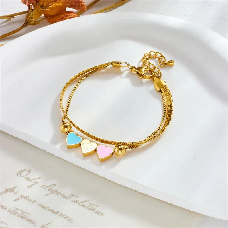 Brehn | Pastell Für Immer Liebe Herz Halskette und Armband