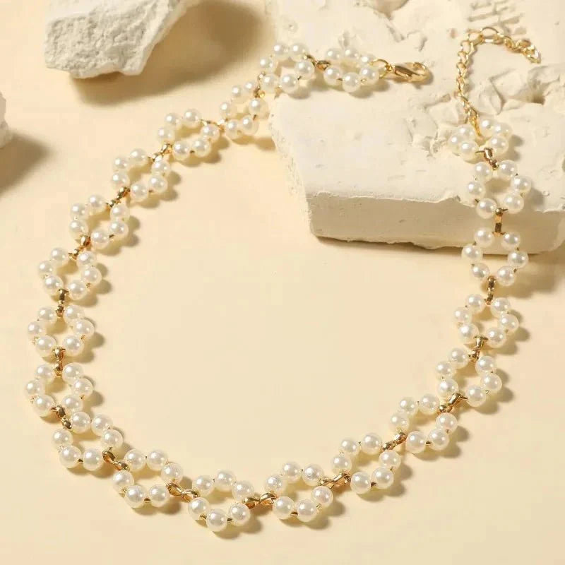 Brehn | Perle Floral Gänseblümchen Choker Halskette