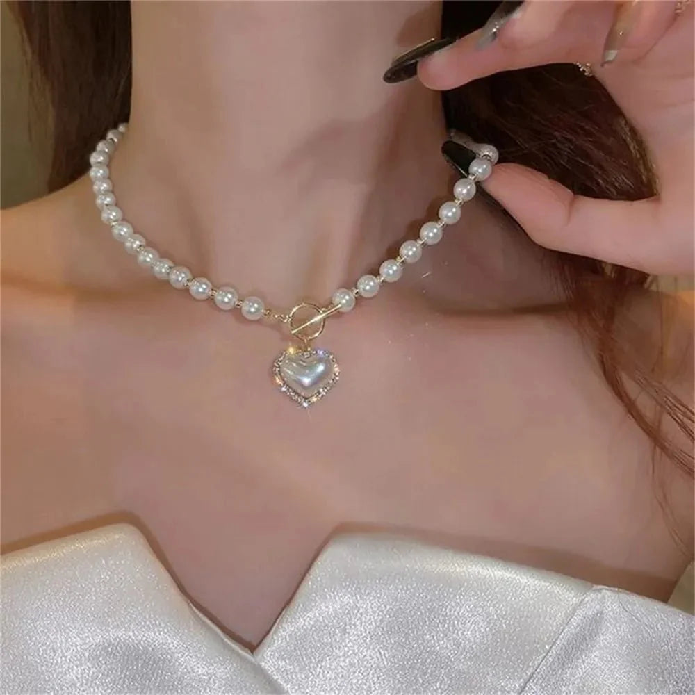 Brehn | Perlenherzverschluss Choker-Halskette