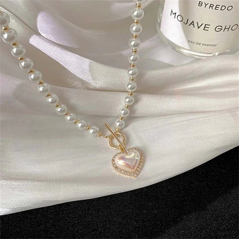 Brehn | Perlenherzverschluss Choker-Halskette